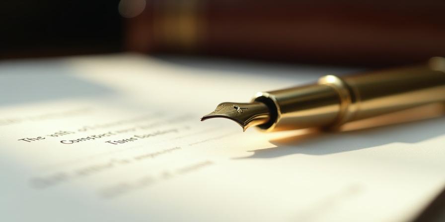 Close up of a luxury fountain pen on a legal document